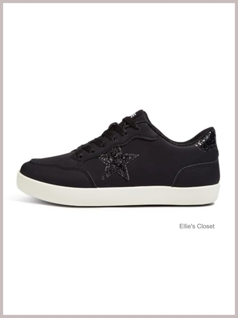 TIMEJOY Women's Metallic Star Sneakers Lace-Up Low Top Flat Comfort PU